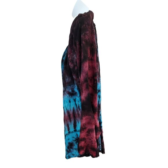 Gypsy Rose Peasant Top Tie Dye Bell Flutter 3/4 Sleeve Scoop Tie Neck Hippie Med - Picture 7 of 14